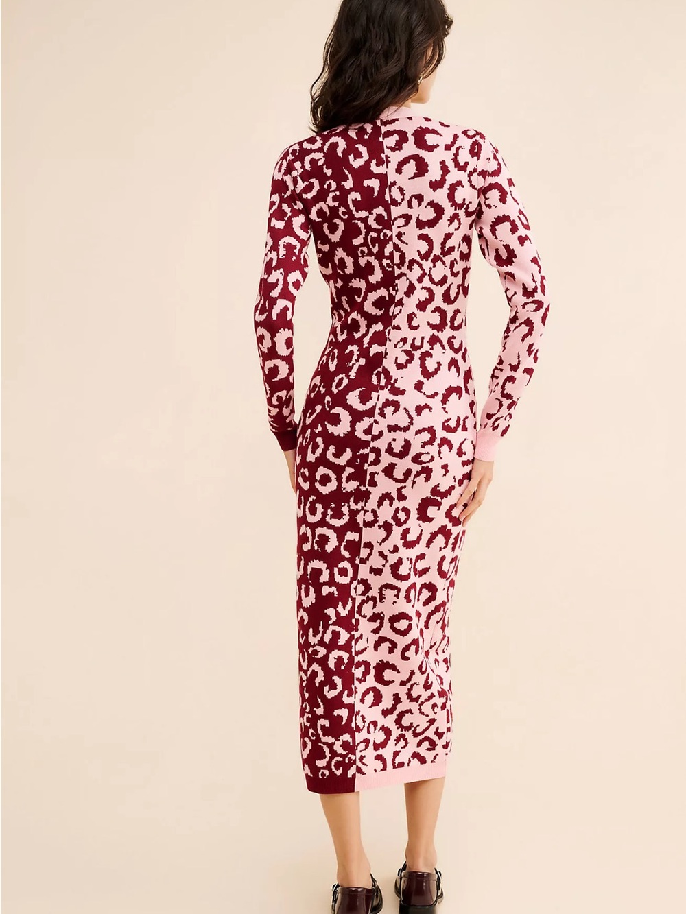 FARM Rio Pink & Burgundy Leopard Long Sleeve Knit Dress - Picture 2 of 8
